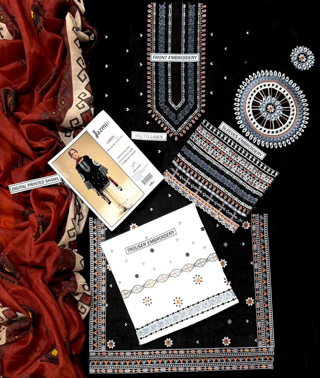 JAZMIN BLACK LUXURY LAWN JZ-15