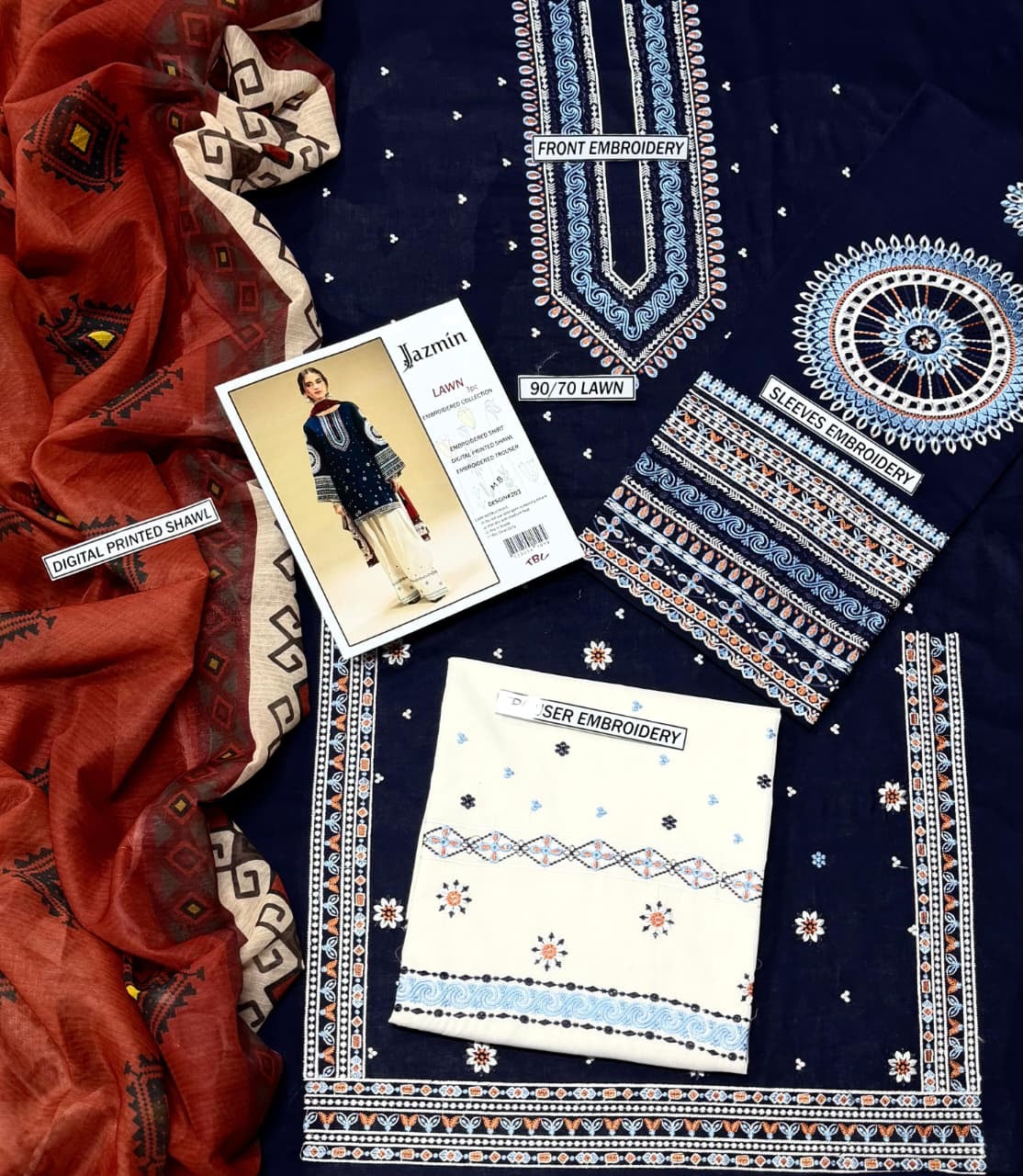 JAZMIN BLUE LUXURY LAWN JZ-14