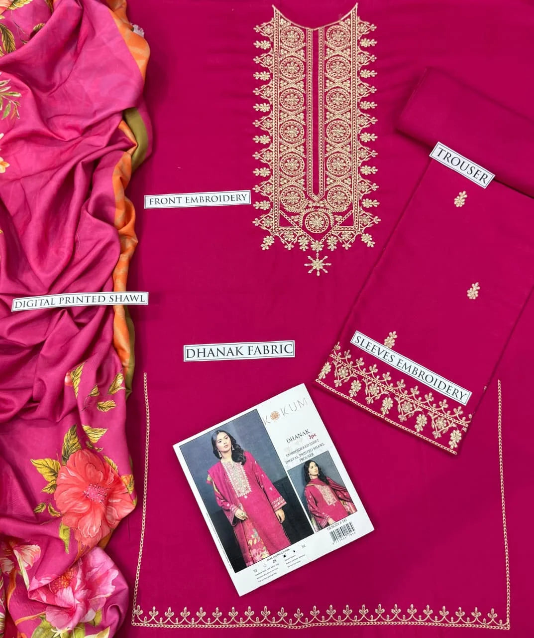 KOKUM DHANAK 3PC | EMBROIDERY | D#3214
