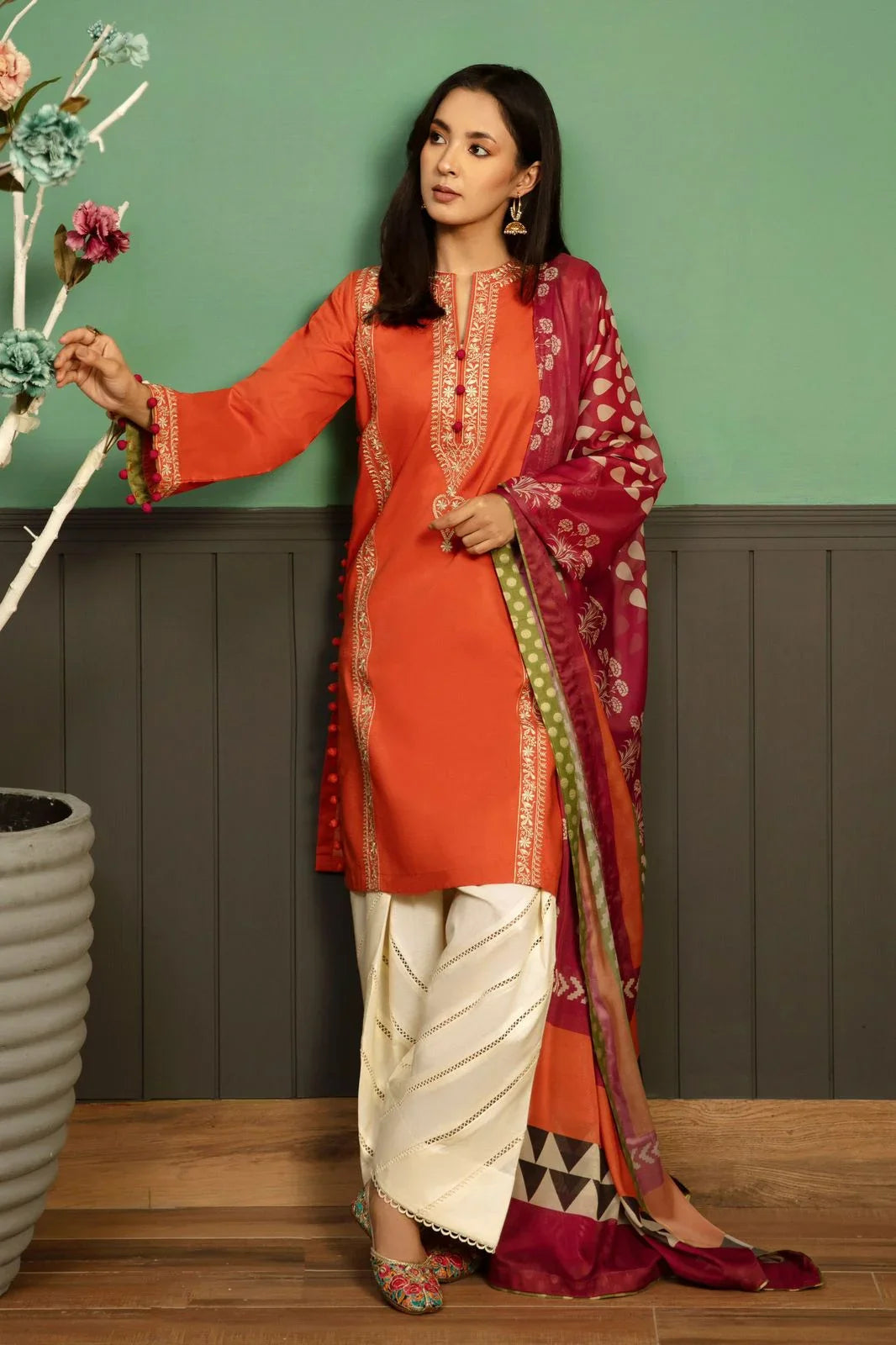 KOKUM DHANAK 3PC | EBROIDERY | D# 3213