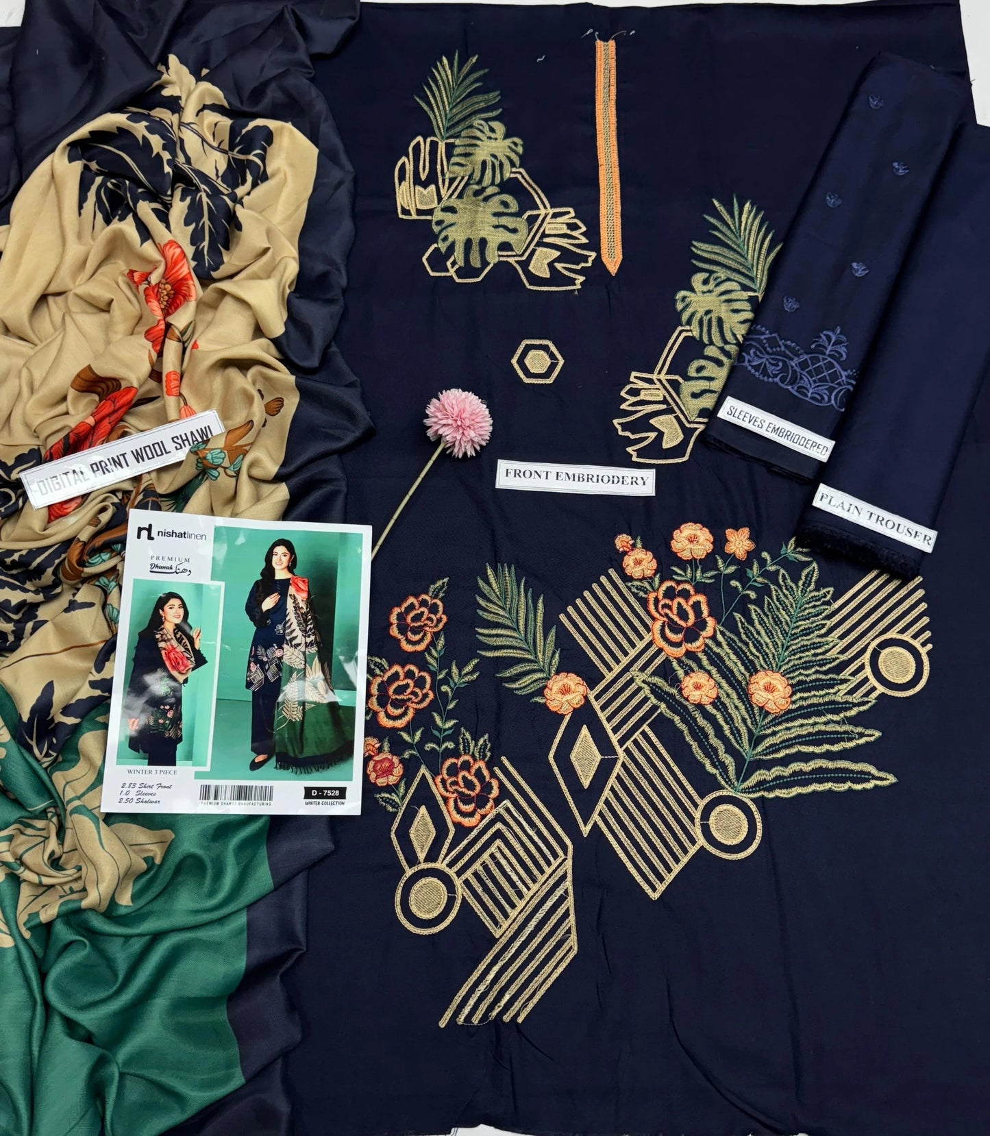 NISHAT DHANAK 3PC | EMBROIDERY | FF#7528