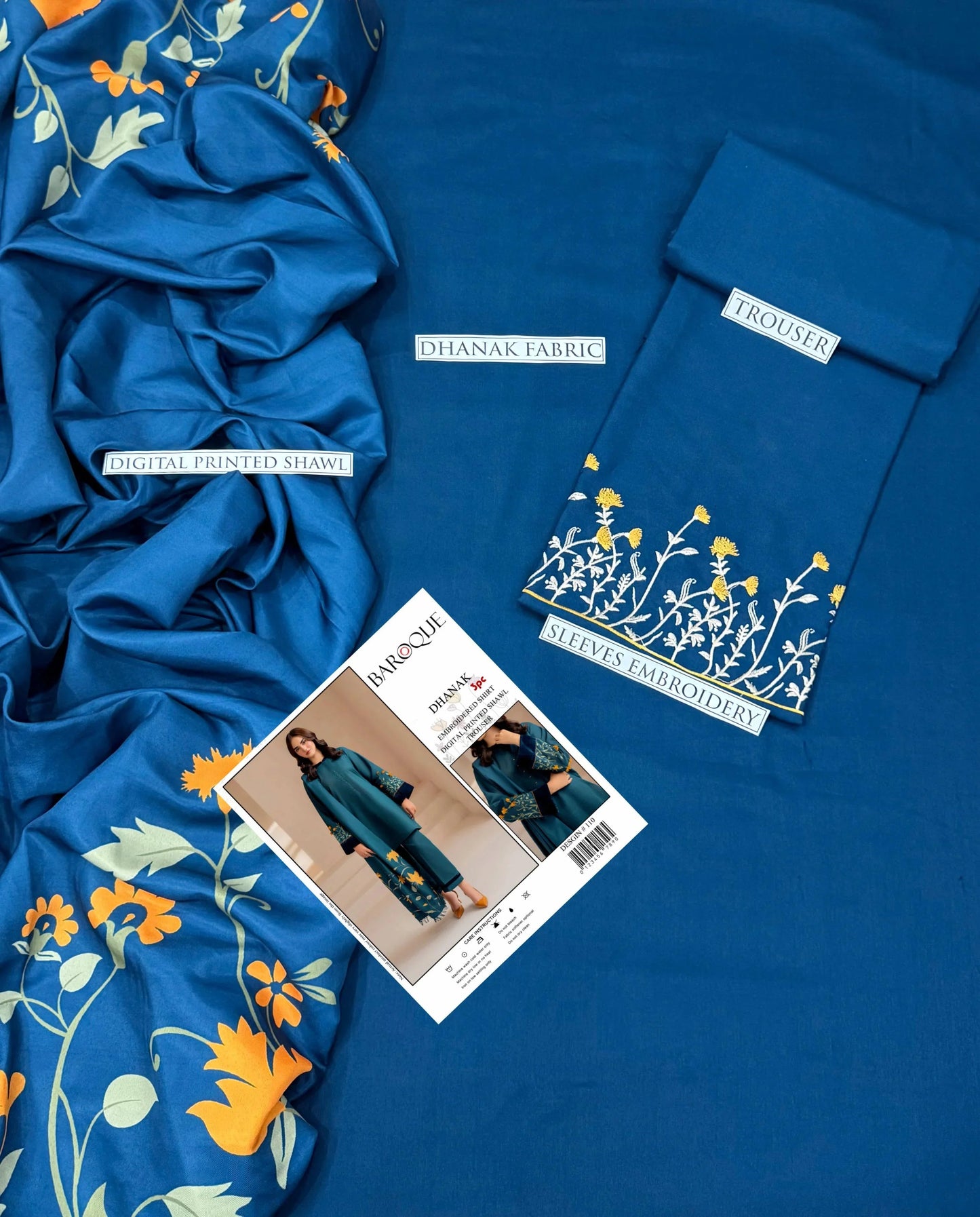 BAROQUE DHANAK 3PC | EMBROIDERY | D#3216