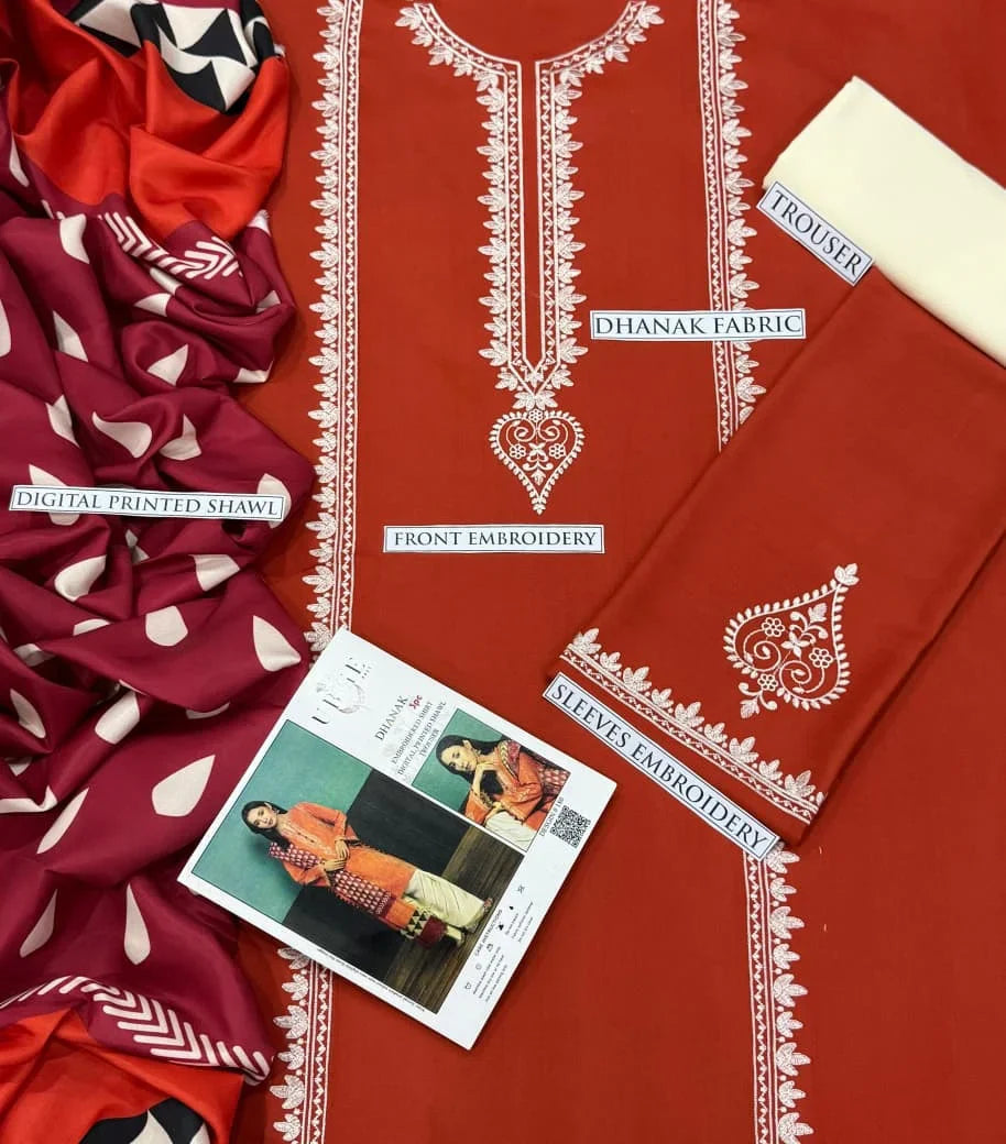 KOKUM DHANAK 3PC | EBROIDERY | D# 3213
