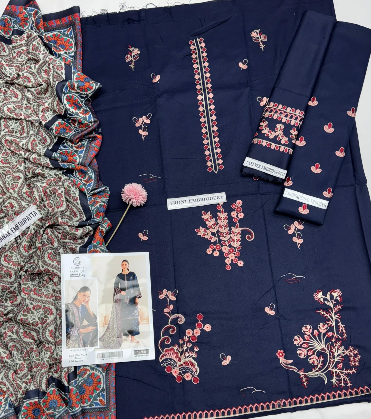 CHARZIMA DHANAK 3PC | EMBROIDERY | FF#7529