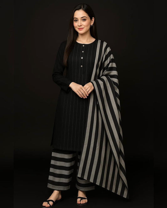 KHAADI SUSI MULTANI 3-PC WINTER UNSTITCHED (BLACK)