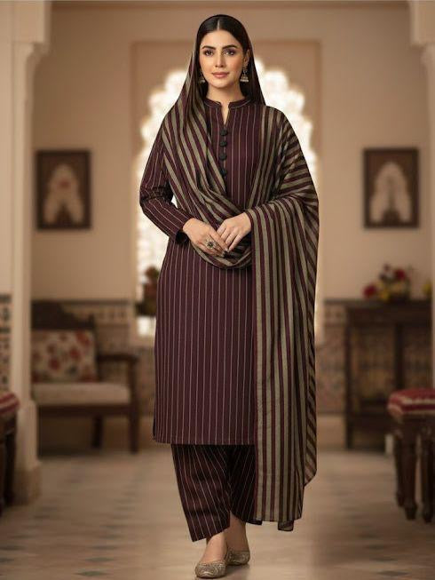 KHAADI SUSI MULTANI 3-PC WINTER UNSTITCHED (MEHROON)